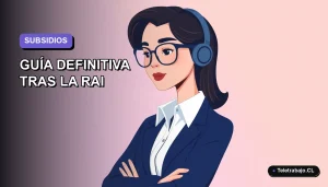 Ilustración plana vectorial de una mujer profesional con camisa blanca y blazer, sobre un fondo degradado lila, representando la guía de nuevos subsidios por desempleo.