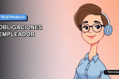 Ilustración vectorial plana de estilo premium sobre la ley de teletrabajo en Chile, mostrando una trabajadora remota.