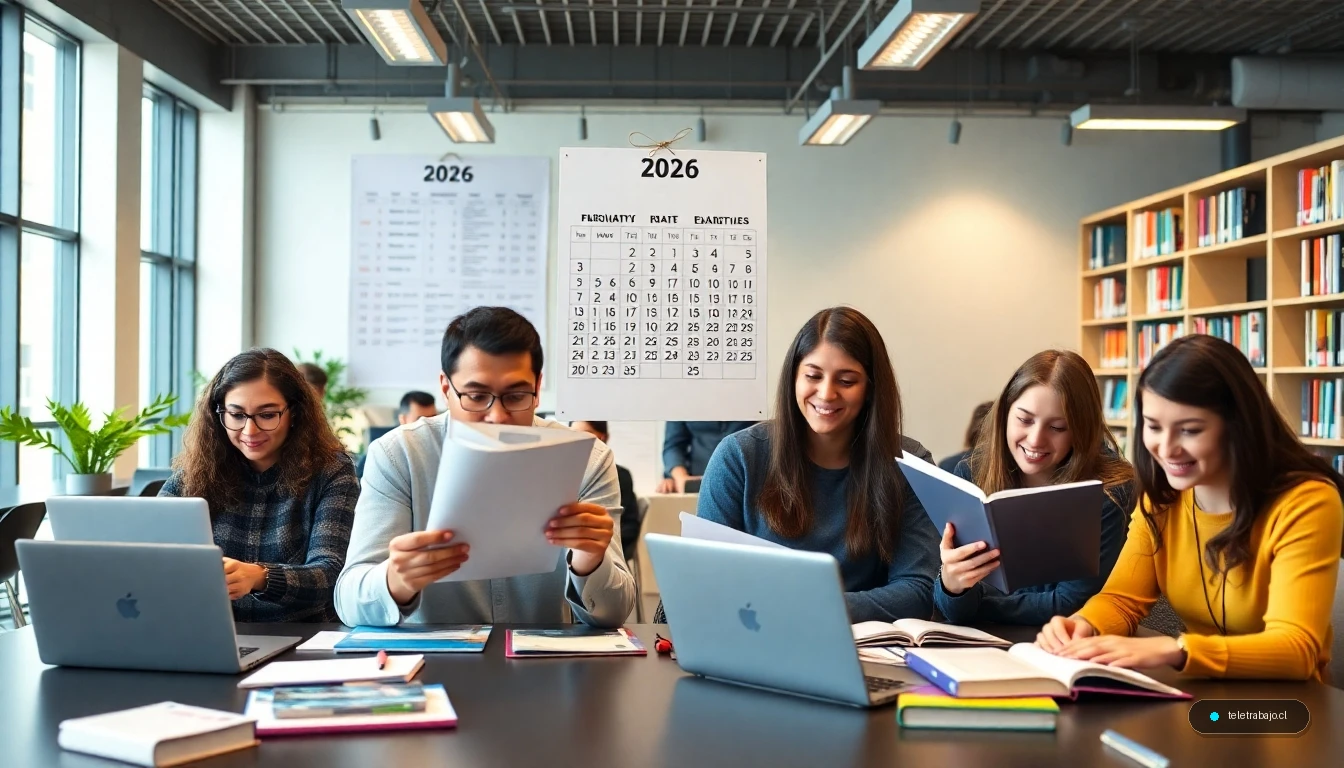 Preparación para oposiciones de empleo público 2026: grupo de personas estudiando en biblioteca moderna