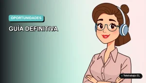 Ilustración plana vectorial de una mujer profesional trabajando de forma remota con fondo degradado suave.
