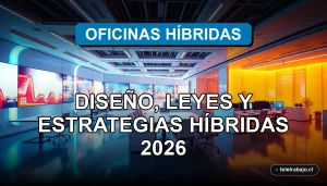 Diseño de oficinas post pandemia en Chile, estrategias de trabajo híbrido y marco legal para el año 2026.