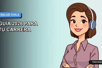 Ilustración vectorial plana de un profesional de la salud en Chile, estilo corporativo moderno, con fondo degradado azul.