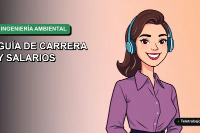 Ilustración plana corporativa de una mujer ingeniera ambiental chilena sonriendo, con fondo degradado verde, representando oportunidades de trabajo en 2026.