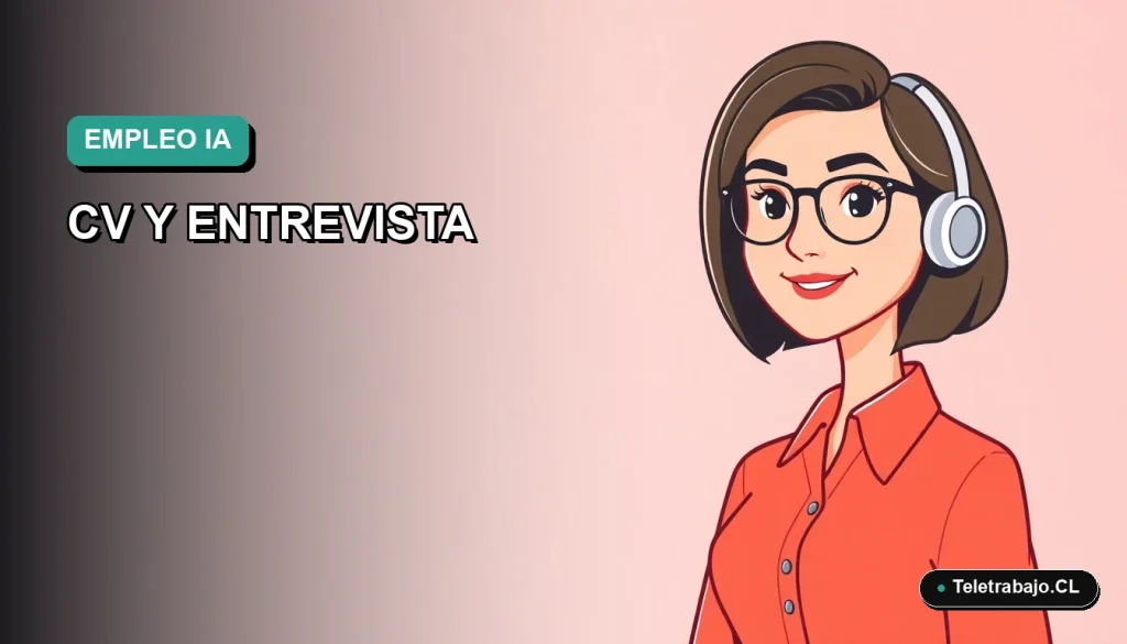 Ilustración vectorial plana de estilo premium que muestra a una mujer profesional chilena sonriente, con un fondo degradado de color verde azulado, representando la optimización de la búsqueda de empleo con inteligencia artificial.