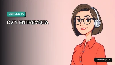 Ilustración vectorial plana de estilo premium que muestra a una mujer profesional chilena sonriente, con un fondo degradado de color verde azulado, representando la optimización de la búsqueda de empleo con inteligencia artificial.