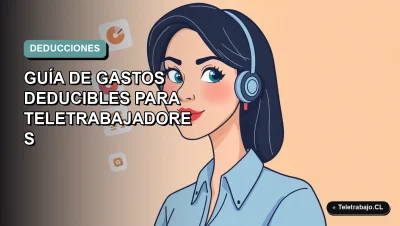 Ilustración plana de mujer teletrabajadora con blusa azul junto a gráficos abstractos de finanzas, fondo degradado suave.