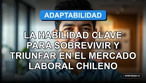 Un ejecutivo chileno sonriendo con confianza en una oficina moderna, representando la orientación al cambio en el mercado laboral.
