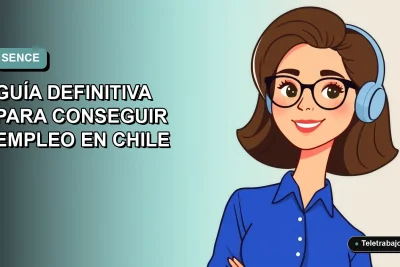 Ilustración plana vectorial de una mujer profesional chilena con blusa azul y lentes, representando la orientación laboral del SENCE 2026, sobre fondo degradado suave.