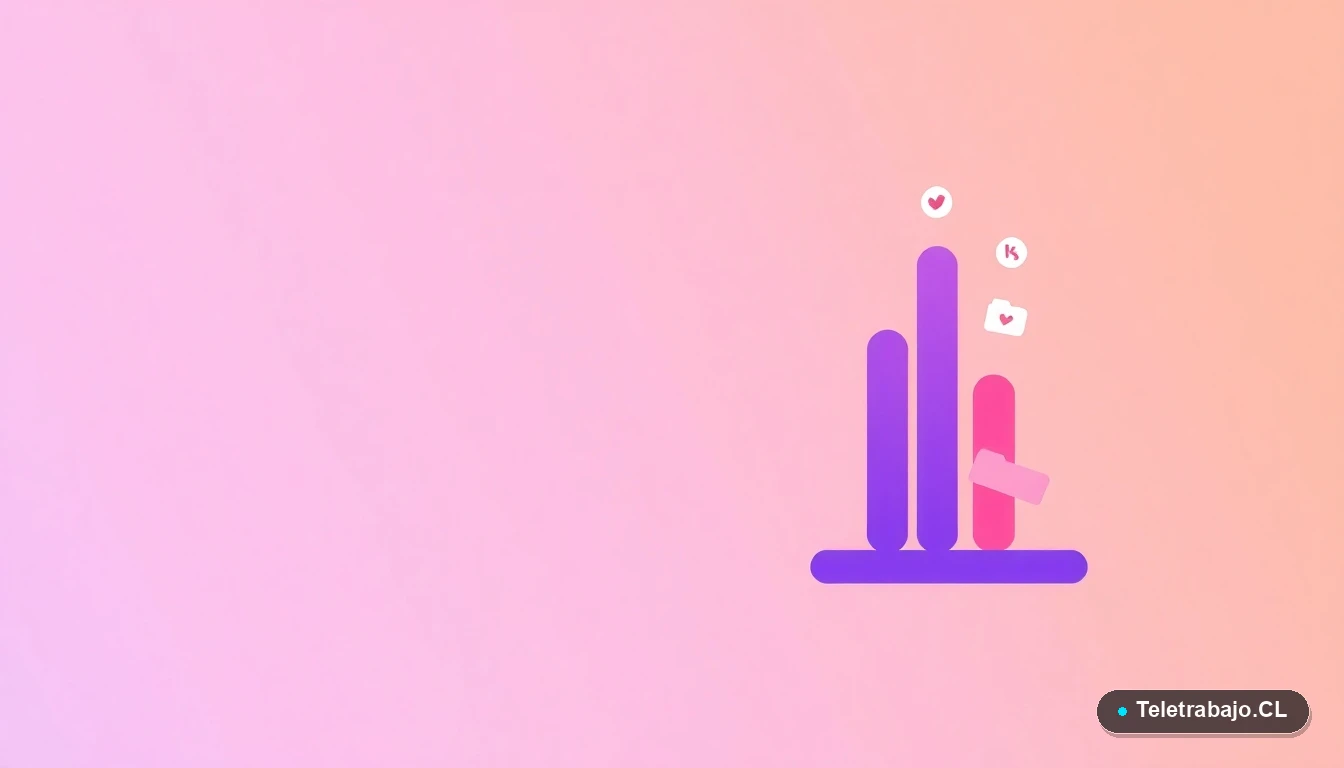 Interfaz de usuario abstracta con gráficos y iconos flotantes en tonos lavanda y melocotón, ilustración vectorial plana sobre fondo degradado. Representa datos y tecnología en alza.