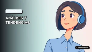 Ilustración vectorial plana de una mujer profesional de teletrabajo con camisa azul, sobre fondo degradado azul claro, representando análisis de desempleo.
