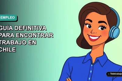 Ilustración plana vectorial de una mujer profesional chilena sonriente, con blusa azul, sobre un fondo degradado verde azulado. Concepto de perfil de LinkedIn perfecto.