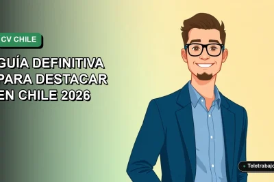 Ilustración vectorial plana de un hombre profesional chileno sonriendo, con camisa azul y chaqueta, sobre un fondo degradado verde. Concepto de currículum y portafolio.