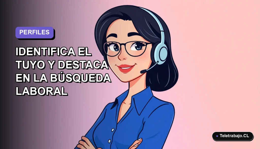 Ilustración plana vectorial de una mujer profesional chilena con blusa azul y peinado moderno, sobre fondo degradado lavanda, para artículo sobre perfiles laborales 2026.