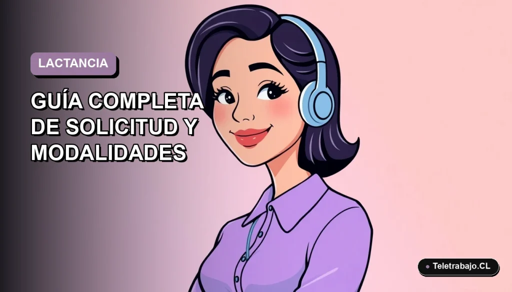 Ilustración plana corporativa de una trabajadora de tecnología sonriente con blusa lavanda, sobre fondo degradado lila suave, concepto de permiso de lactancia 2026.