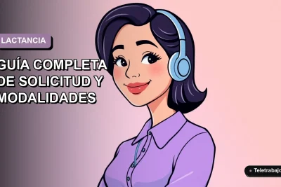 Ilustración plana corporativa de una trabajadora de tecnología sonriente con blusa lavanda, sobre fondo degradado lila suave, concepto de permiso de lactancia 2026.