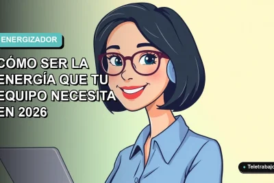 Ilustración vectorial plana de una mujer profesional feliz con blusa azul, sobre un fondo degradado suave de color verde menta. Espacio negativo a la izquierda.