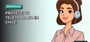 Ilustración plan de acción antifraude para teletrabajadores en Chile, estilo vectorial moderno
