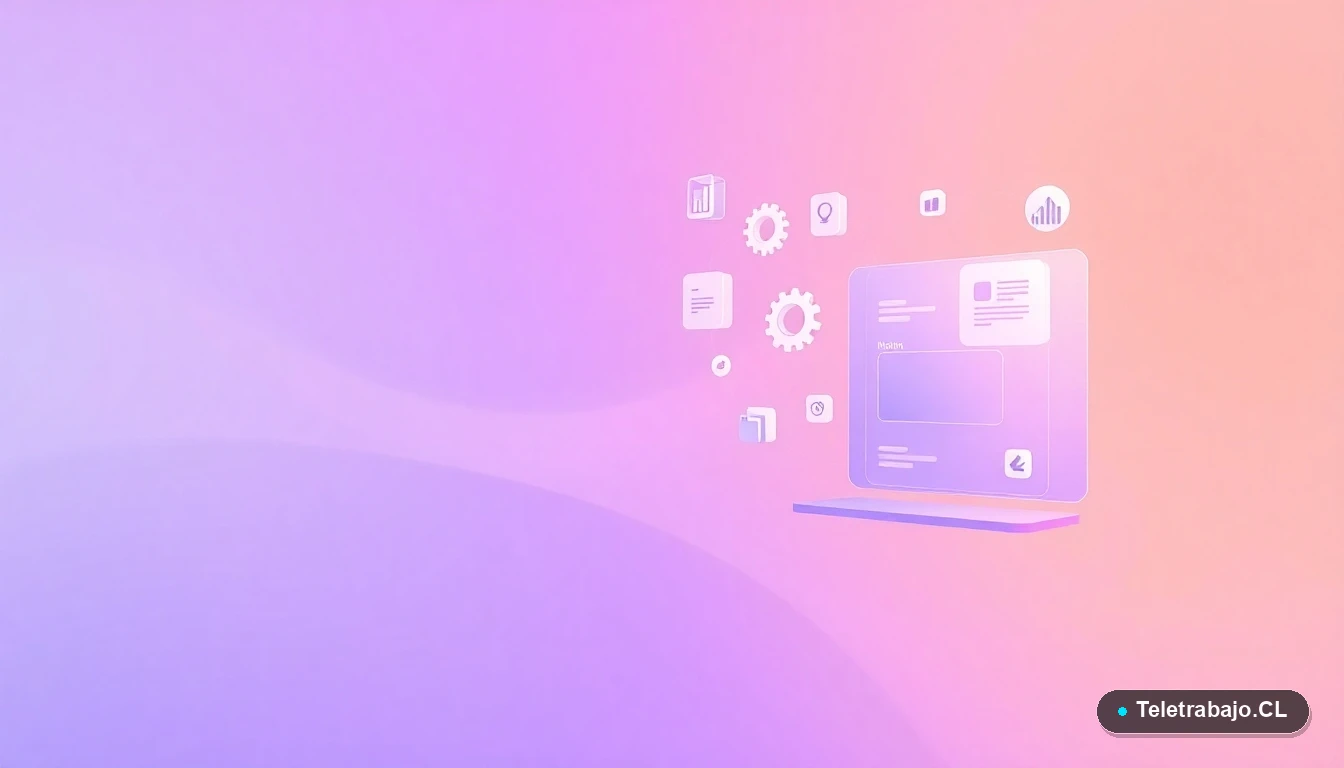 Elementos de interfaz de usuario abstractos como gráficos y engranajes, representando un plan de acción digital antifraude para el teletrabajo