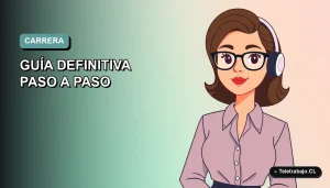 Ilustración plana de mujer profesional de tecnología trabajando remotamente, con fondo degradado suave.