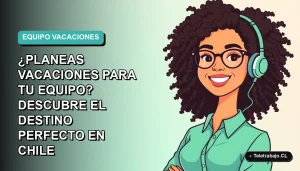 Ilustración vectorial plana de una mujer profesional del rubro tecnológico sonriendo, con fondo degradado suave de color aguamarina. Espacio negativo a la izquierda.