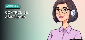 Ilustración vectorial plana de una profesional chilena en teletrabajo, con fondo degradado azul verdoso, para un dashboard de Excel de control de asistencia.