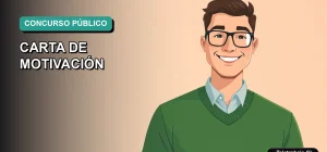 Ilustración vectorial plana de un trabajador masculino preparando una carta de motivación para un concurso público en Chile.