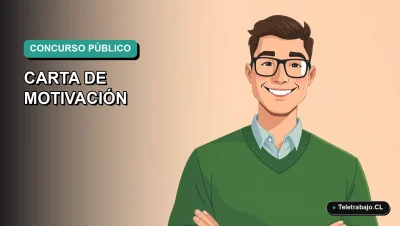 Ilustración vectorial plana de un trabajador masculino preparando una carta de motivación para un concurso público en Chile.