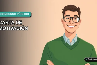 Ilustración vectorial plana de un trabajador masculino preparando una carta de motivación para un concurso público en Chile.