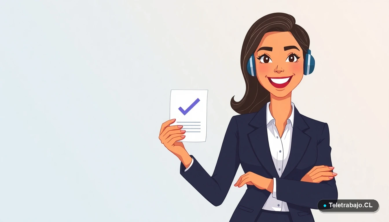 Profesional chilena sosteniendo plantilla de carta de motivación para concurso público exitoso