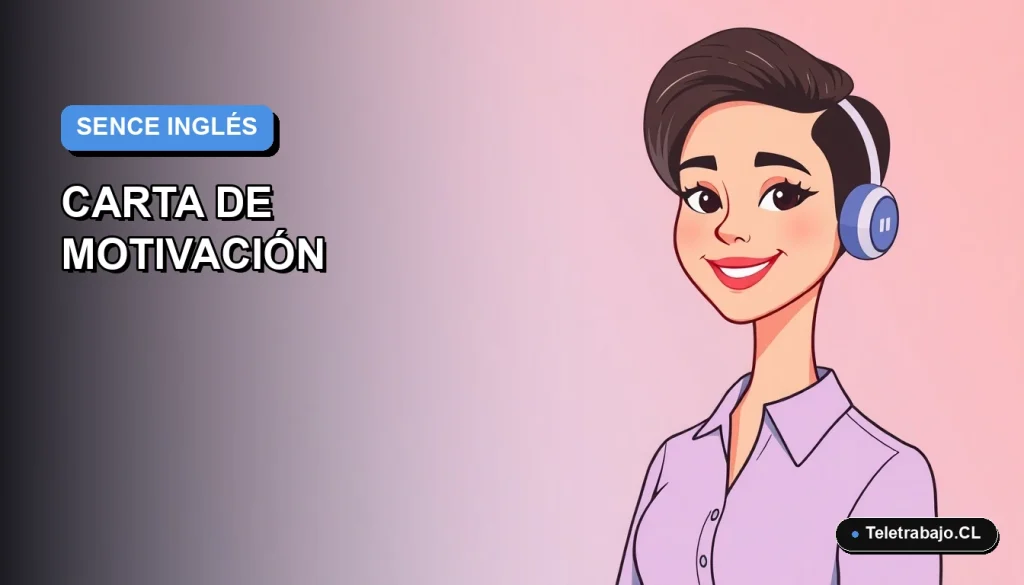Ilustración vectorial plana y moderna de una profesional chilena sonriente, con fondo degradado azul, para blog sobre certificación de inglés SENCE 2026.