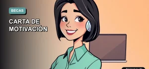 Ilustración plana vectorial de una profesional femenina con laptop, para blog sobre becas digitales.