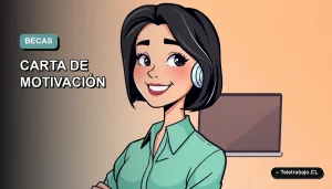 Ilustración plana vectorial de una profesional femenina con laptop, para blog sobre becas digitales.
