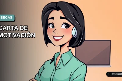 Ilustración plana vectorial de una profesional femenina con laptop, para blog sobre becas digitales.