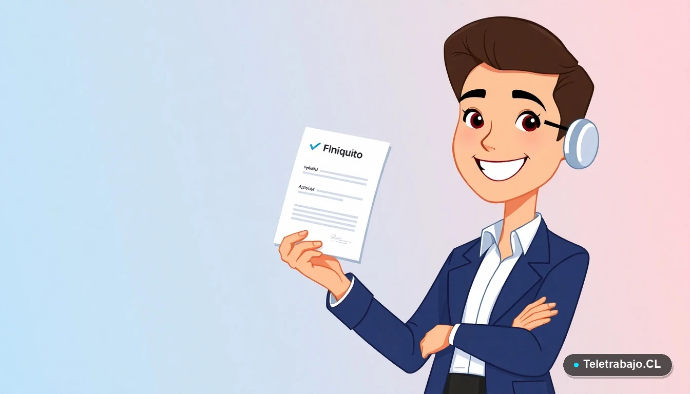 Persona feliz sosteniendo documento de finiquito aprobado para subsidio de cesantía en Chile.