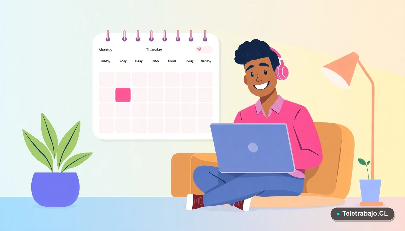 Profesional en teletrabajo con calendario de semana laboral de 4 días en Chile