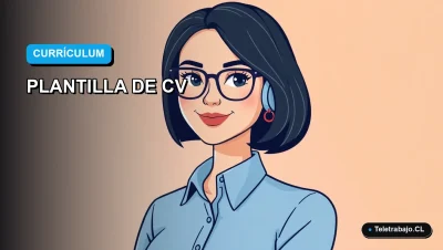 Ilustración plana de estilo premium de una mujer profesional con blusa azul y corte de pelo bob, sobre fondo degradado azul y blanco, representando una plantilla de currículum moderna para nuevos empleos.