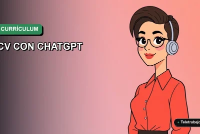 Ilustración vectorial plana de estilo premium que representa a una profesional chilena creando su currículum optimizado para LinkedIn con herramientas de IA, sobre un fondo degradado moderno.