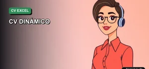 Ilustración vectorial plana de una profesional chilena creando un currículum en Excel para automatizar su búsqueda laboral.