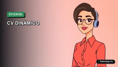Ilustración vectorial plana de una profesional chilena creando un currículum en Excel para automatizar su búsqueda laboral.