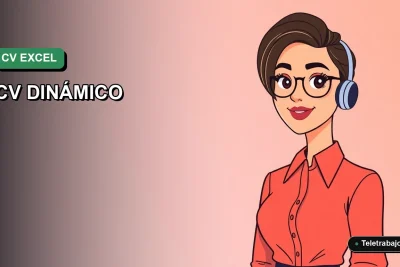 Ilustración vectorial plana de una profesional chilena creando un currículum en Excel para automatizar su búsqueda laboral.