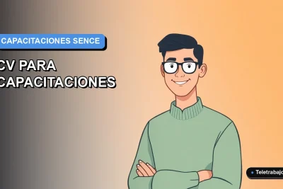 Ilustración vectorial plana de un profesional masculino moderno, con fondo degradado azul, para artículo sobre plantilla de CV para postular a capacitaciones SENCE.