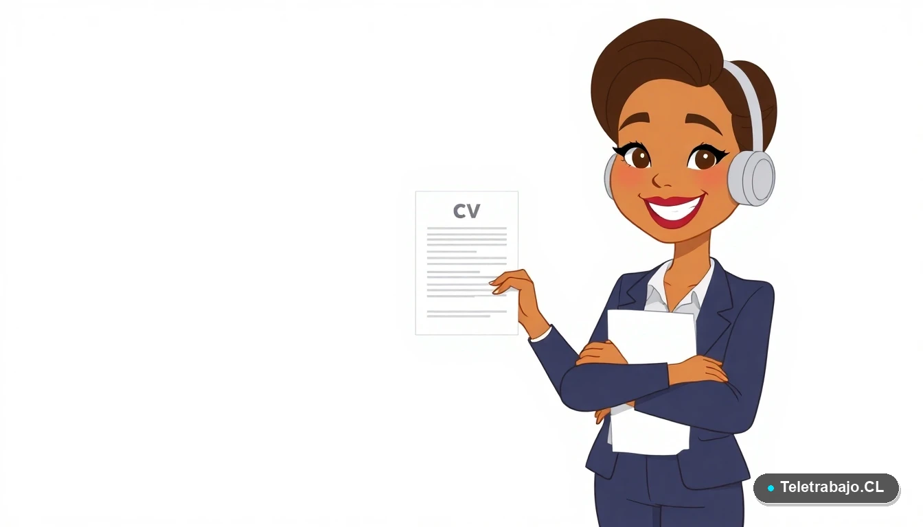 Mujer profesional sosteniendo un currículum vitae para postular a capacitaciones SENCE en Chile