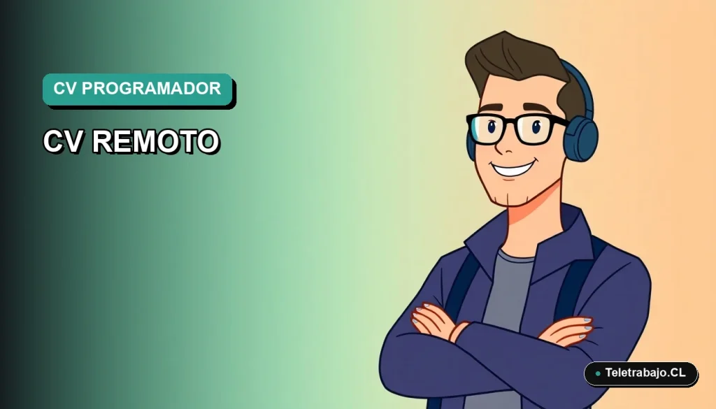 Ilustración vectorial plana de un trabajador remoto masculino, estilo premium, para portada de blog sobre plantillas de currículum para programadores en Chile.