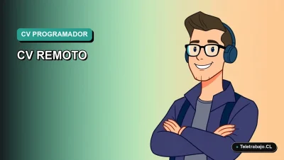 Ilustración vectorial plana de un trabajador remoto masculino, estilo premium, para portada de blog sobre plantillas de currículum para programadores en Chile.