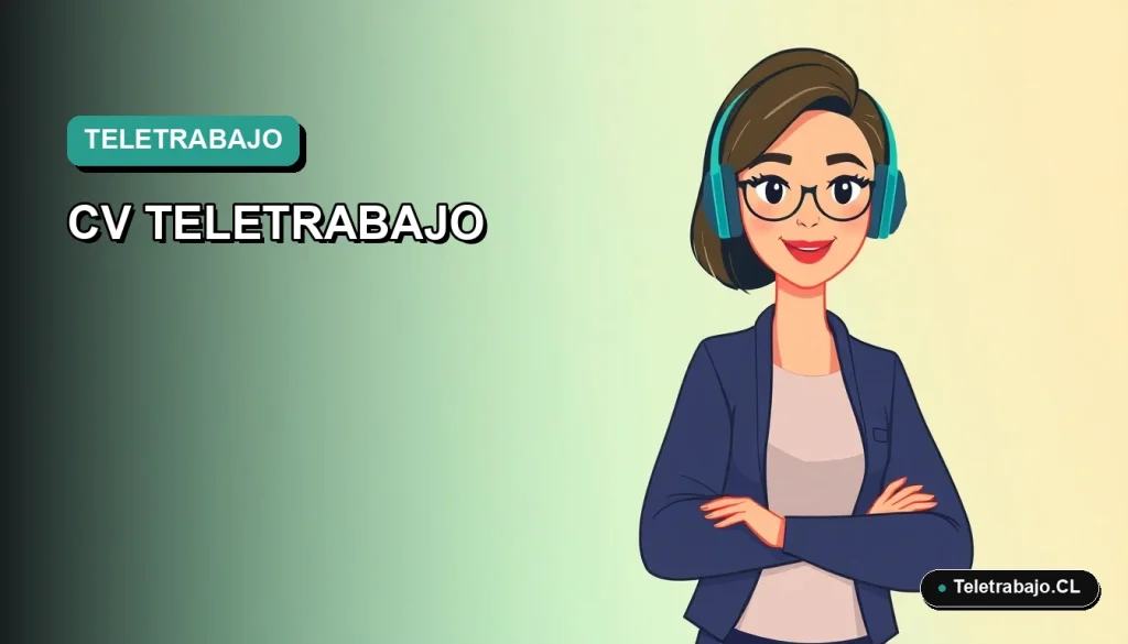 Ilustración vectorial plana de estilo moderno para portada de blog sobre plantilla de currículum vitae para trabajo remoto en Chile.