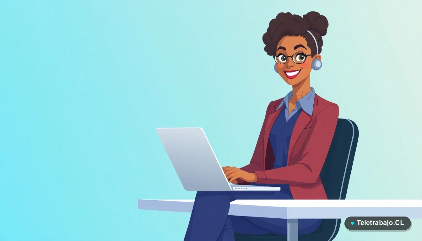 Profesional chilena revisando una plantilla de CV optimizada para trabajo remoto en su laptop.