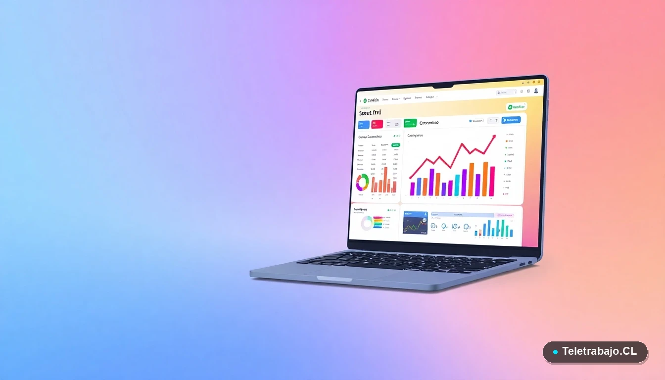Plantilla profesional de dashboard de crecimiento en Excel con gráficos y métricas, estilo corporativo moderno.