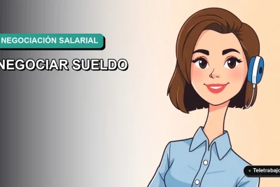 Ilustración vectorial plana de estilo Corporate Memphis de una mujer profesional chilena con blusa azul, representando la negociación salarial con SENCE en un entorno de trabajo remoto moderno.