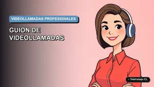 Ilustración plana de estilo Corporativo Memphis de una mujer profesional trabajando de forma remota, con fondo degradado azul.