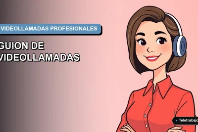 Ilustración plana de estilo Corporativo Memphis de una mujer profesional trabajando de forma remota, con fondo degradado azul.